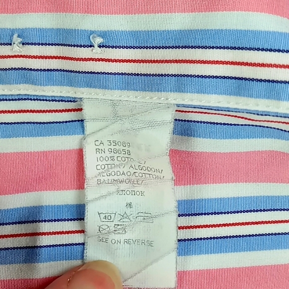Paul & Shark Men's Button Front Pink/ Blue Stripe Shirt Size 42 - Picture 8 of 12